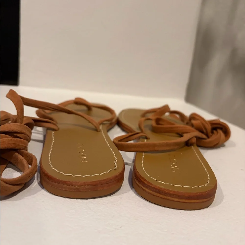 Anthropologie Pilcro Tie Up Sandals sz 8 Brown Flats Tassle NWT - Picture 5 of 10